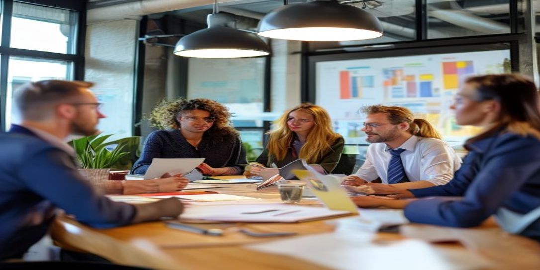 Business professionals in a collaborative meeting